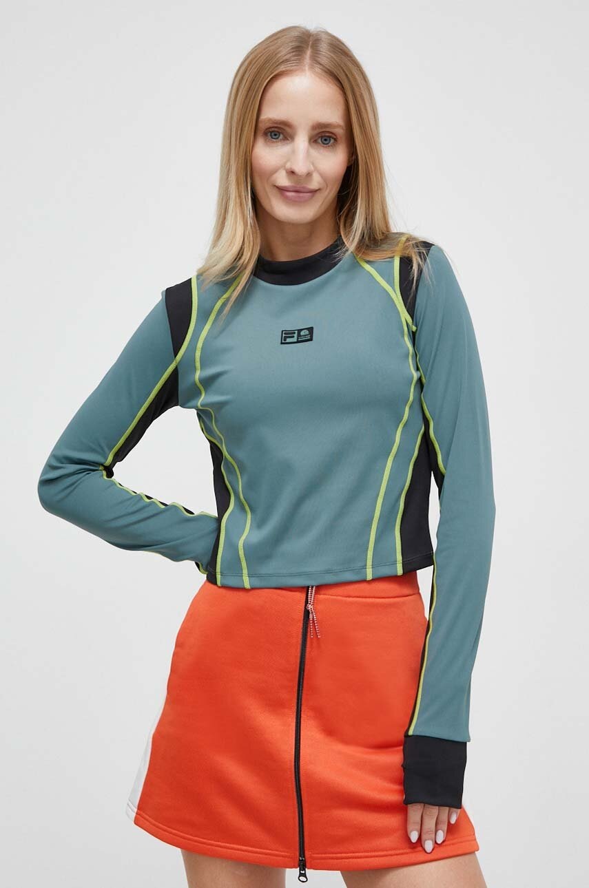 Fila longsleeve VR46 femei, culoarea verde, cu turtleneck