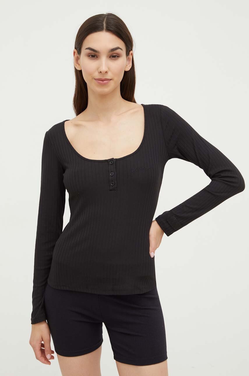 

Лонгслив лаунж Guess цвет чёрный