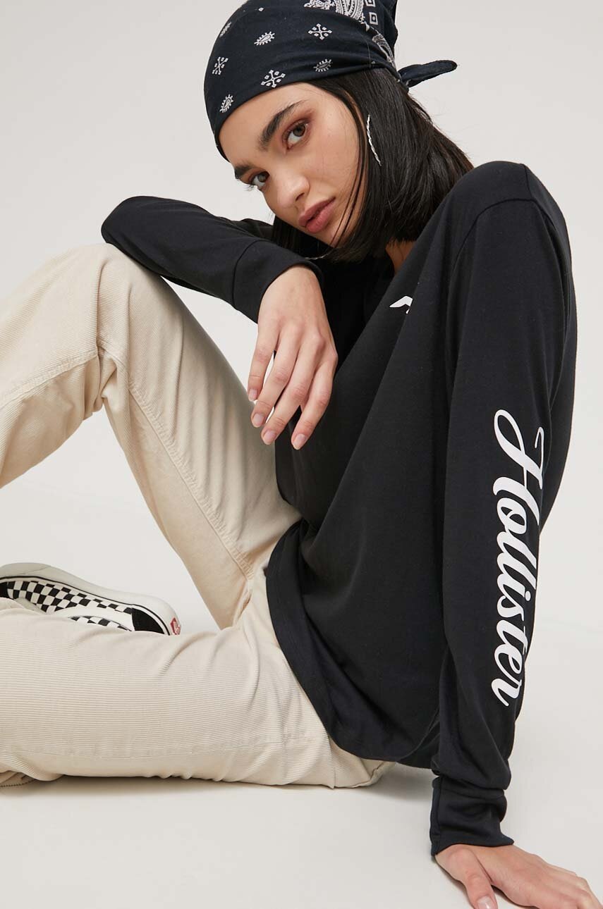 

Блуза с дълги ръкави Hollister Co. в черно, Черен
