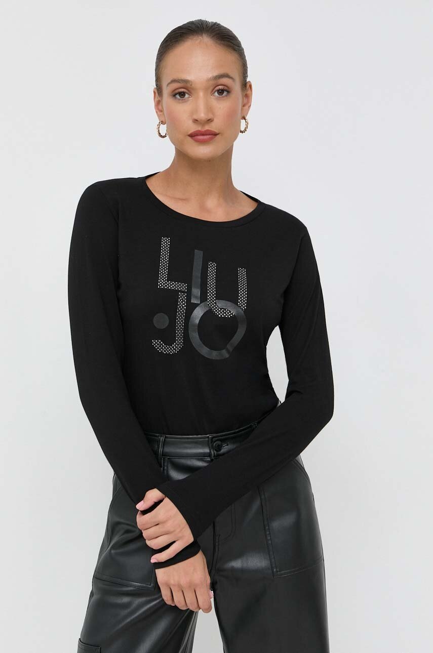 

Хлопковый лонгслив Liu Jo цвет чёрный