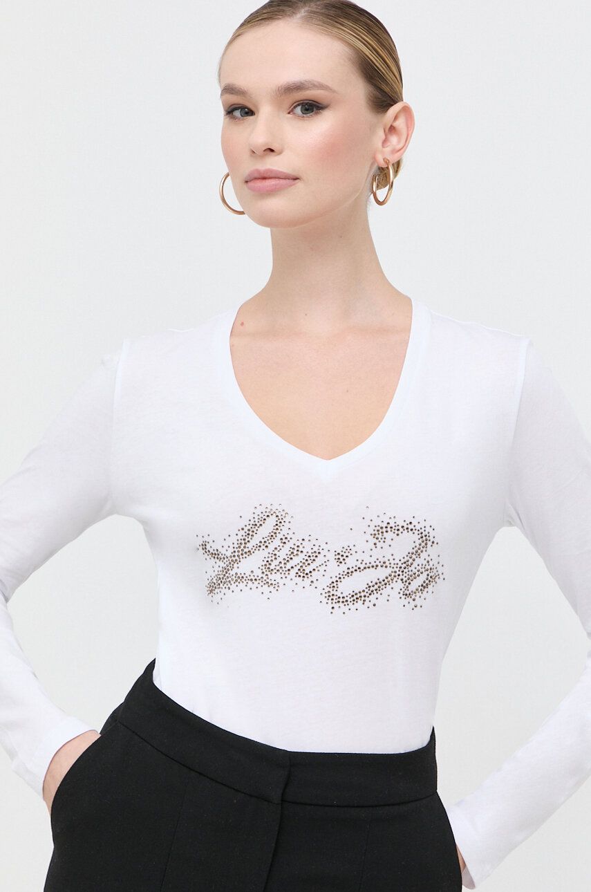 Bavlněné tričko s dlouhým rukávem Liu Jo bílá barva - bílá - 100 % Bavlna