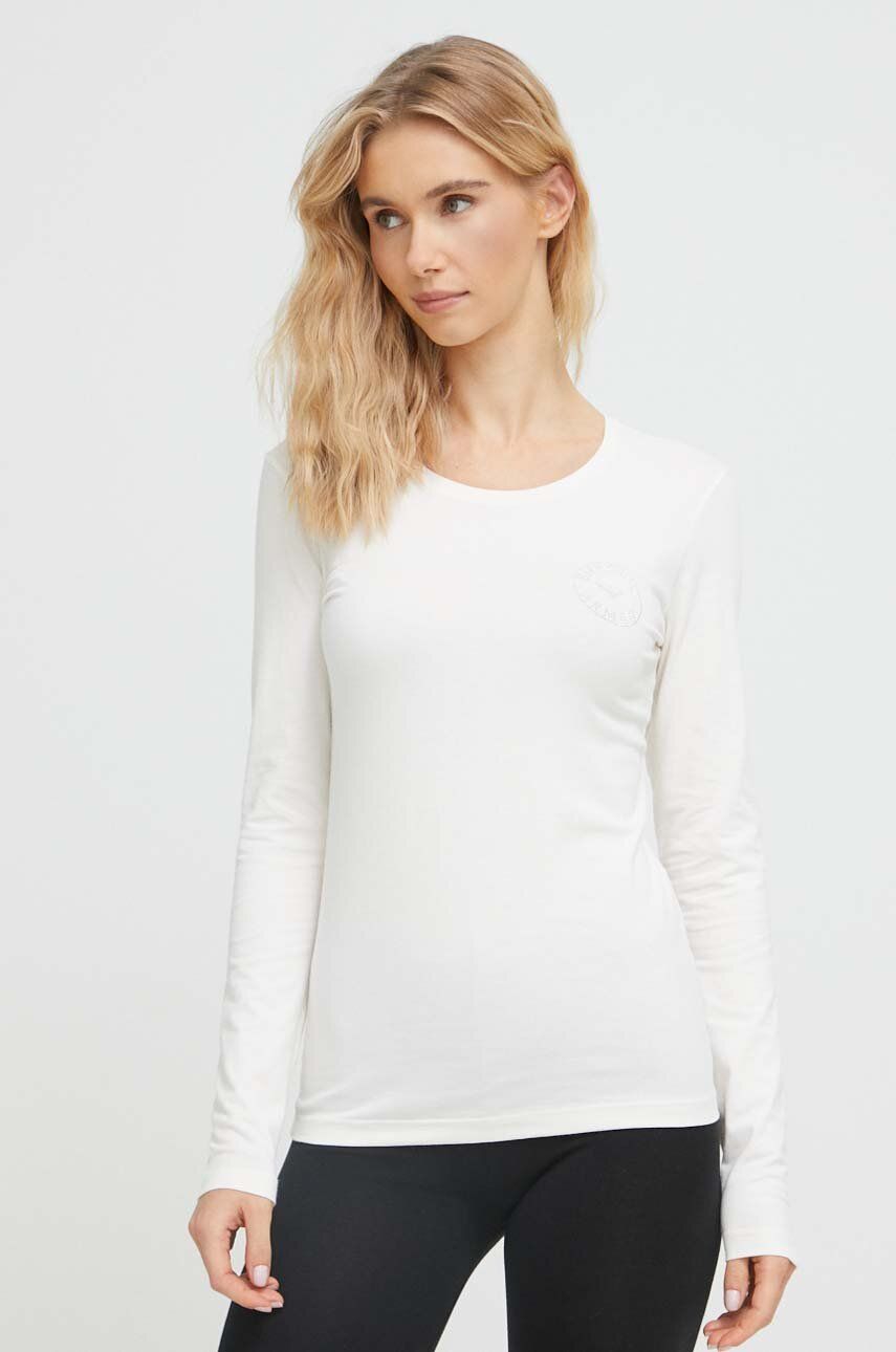 Tričko s dlouhým rukávem Emporio Armani Underwear béžová barva - béžová -  95 % Bavlna