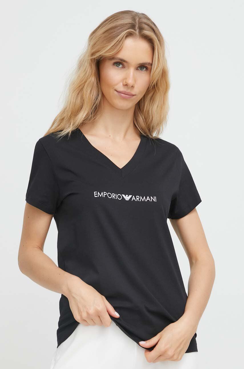 Bavlněné tričko Emporio Armani Underwear černá barva - černá -  100 % Bavlna