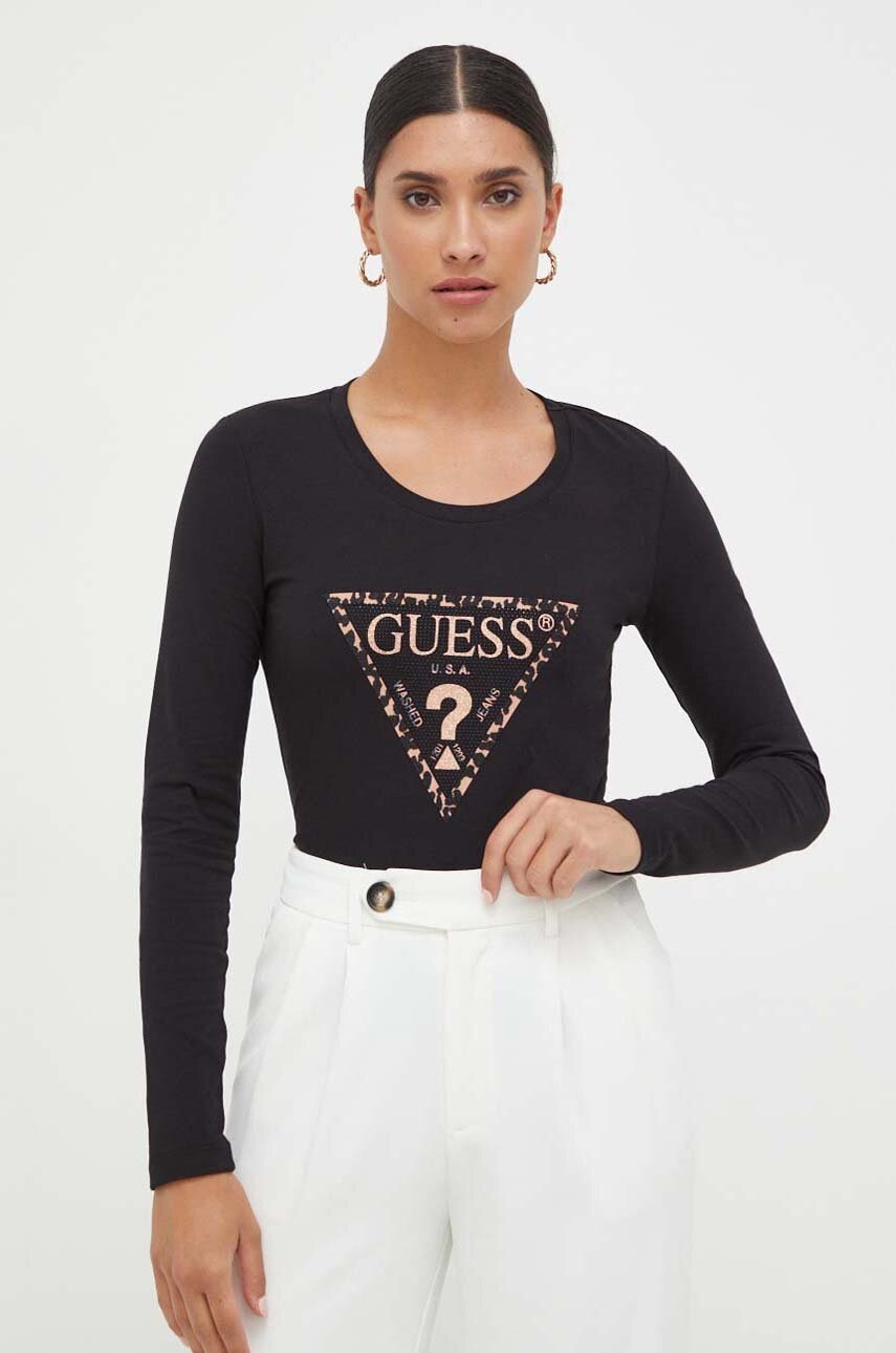 

Лонгслив Guess женский цвет чёрный