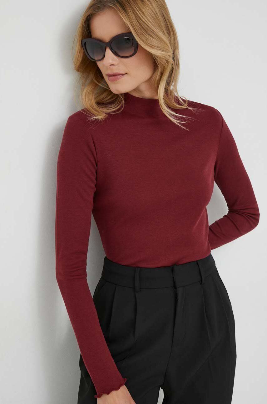 Pepe Jeans longsleeve femei, culoarea bordo