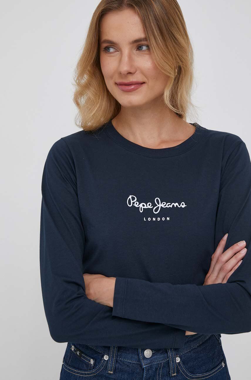 E-shop Bavlněné tričko s dlouhým rukávem Pepe Jeans Wendys tmavomodrá barva