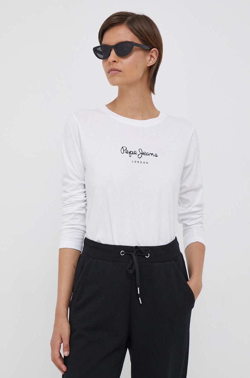 E-shop Bavlněné tričko s dlouhým rukávem Pepe Jeans Wendys bílá barva