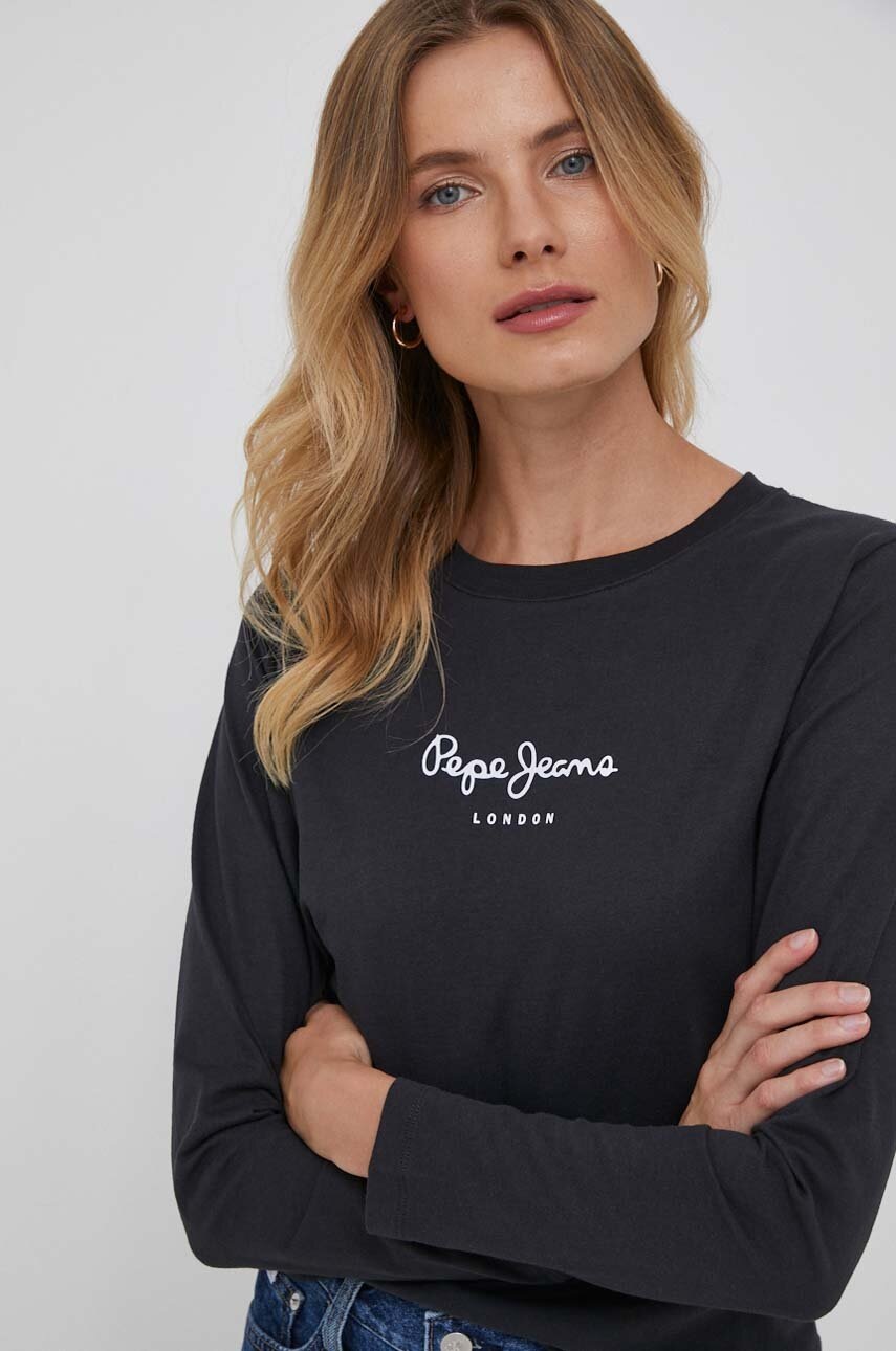 

Хлопковый лонгслив Pepe Jeans Wendys цвет чёрный