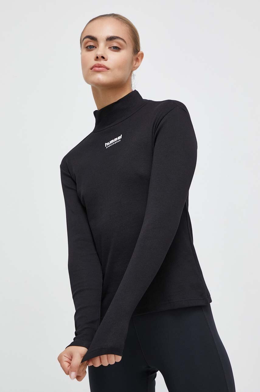 Hummel Longsleeve Gisa Femei, Culoarea Negru, Cu Turtleneck