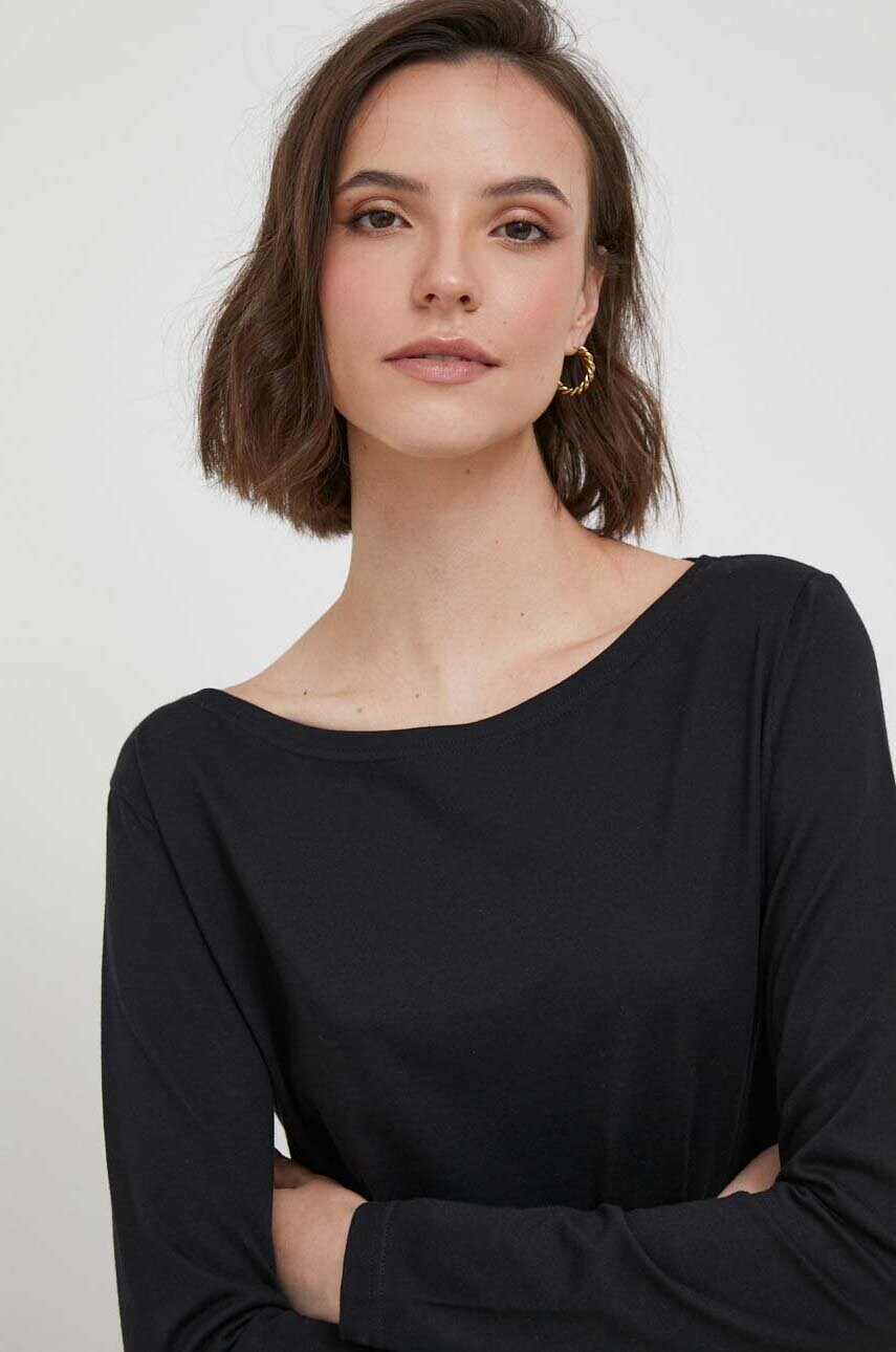 

Хлопковый лонгслив United Colors of Benetton цвет чёрный