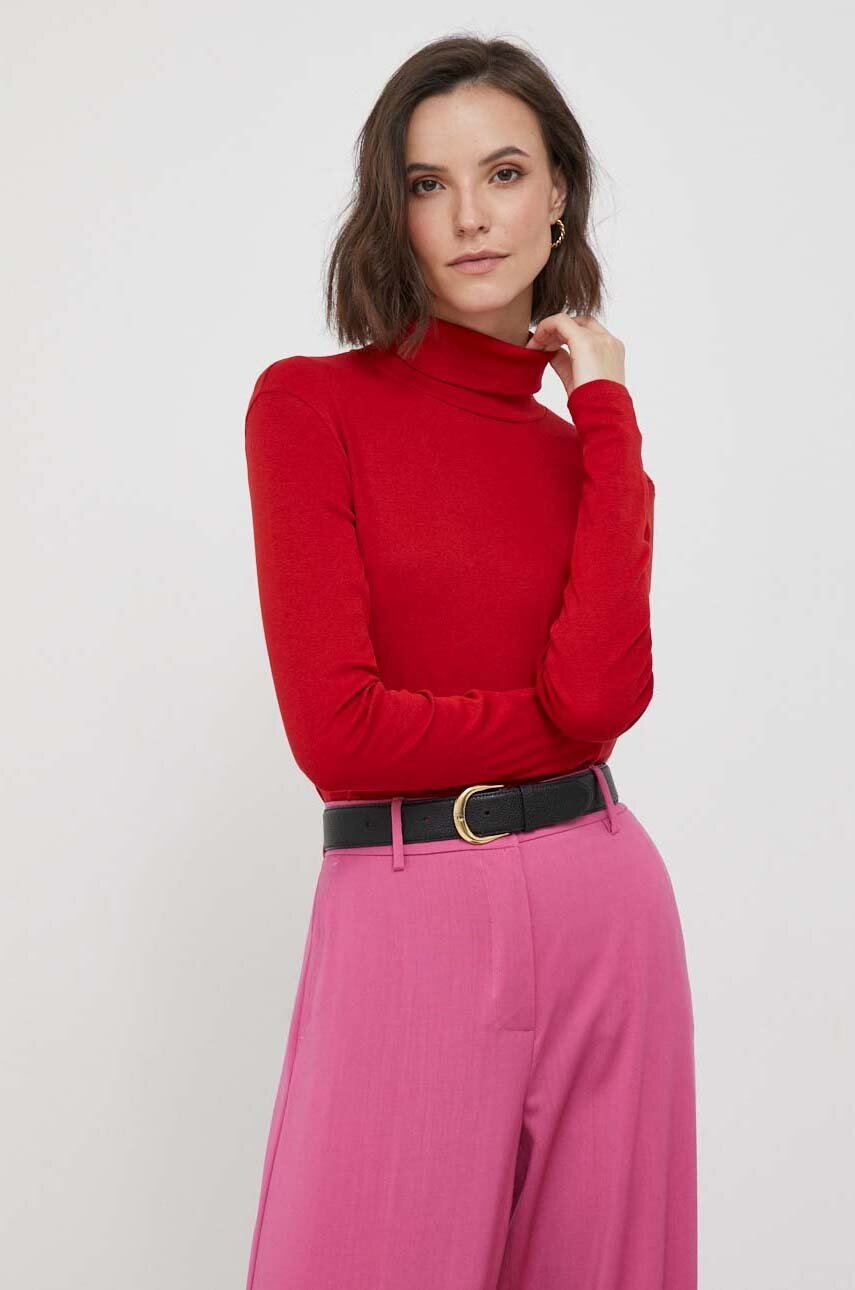 

Бавовняний лонгслів United Colors of Benetton колір червоний гольф