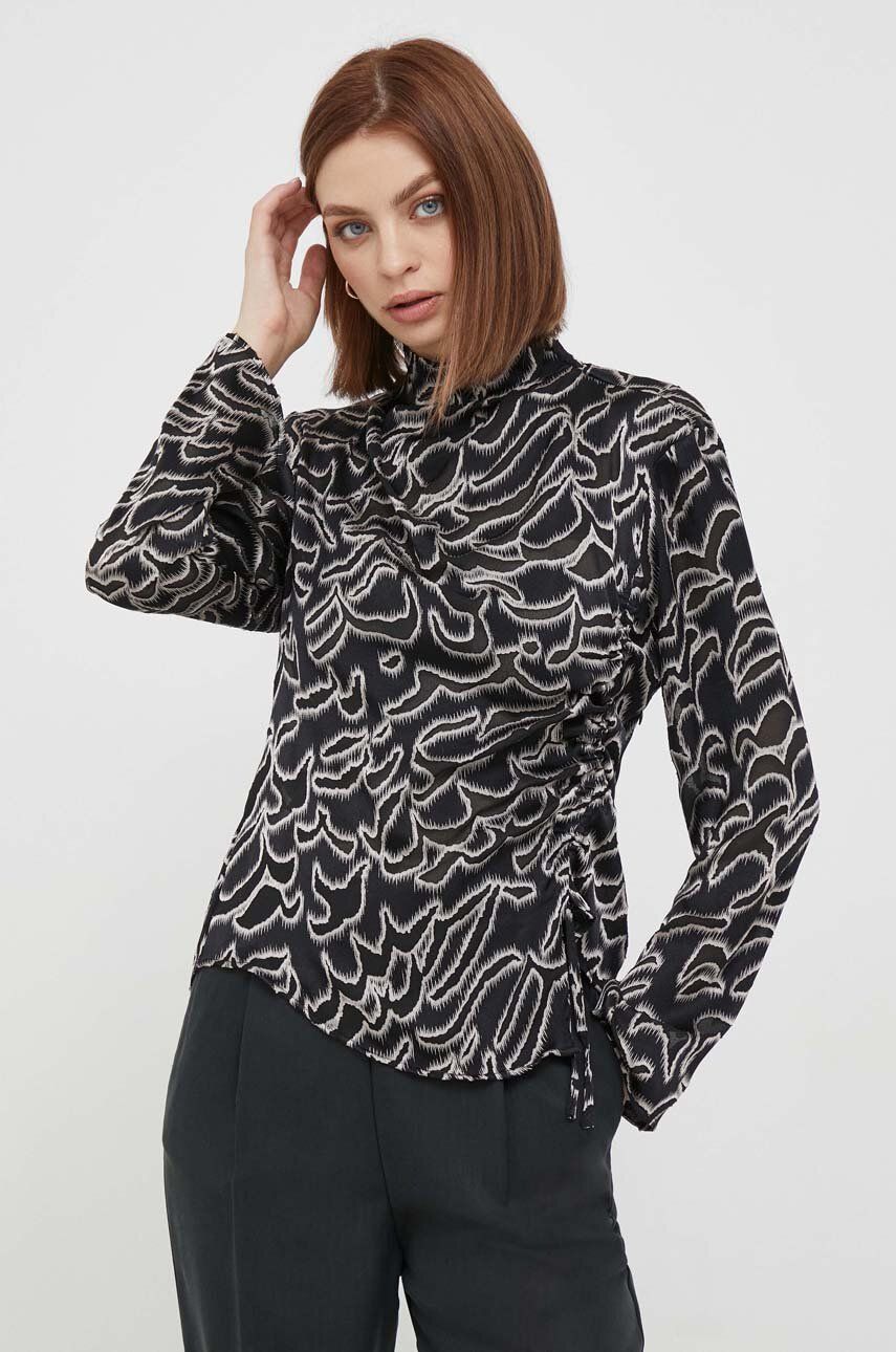 Sisley bluza femei, culoarea negru, modelator