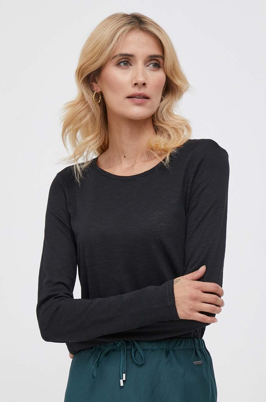 E-shop Tričko s dlouhým rukávem Sisley černá barva