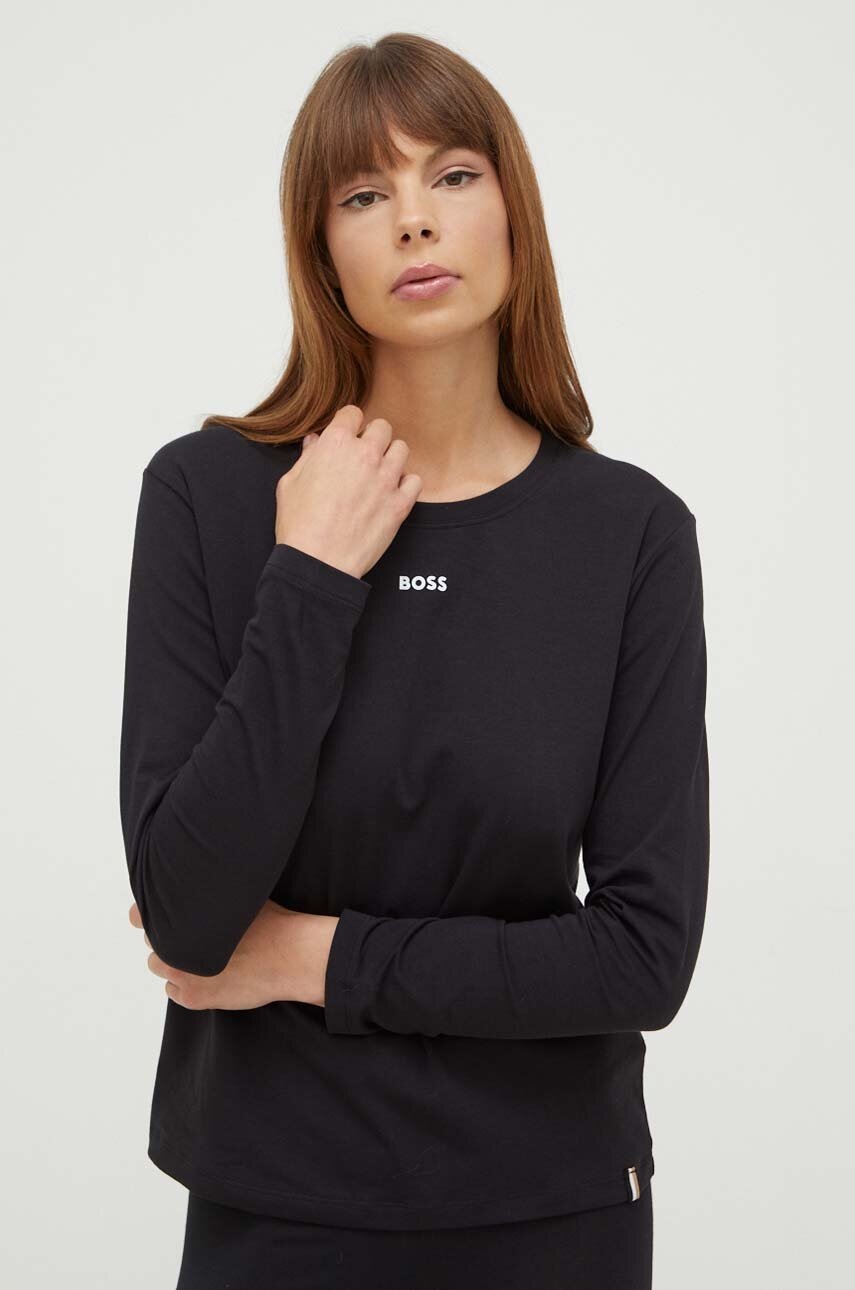 BOSS longsleeve lounge culoarea negru