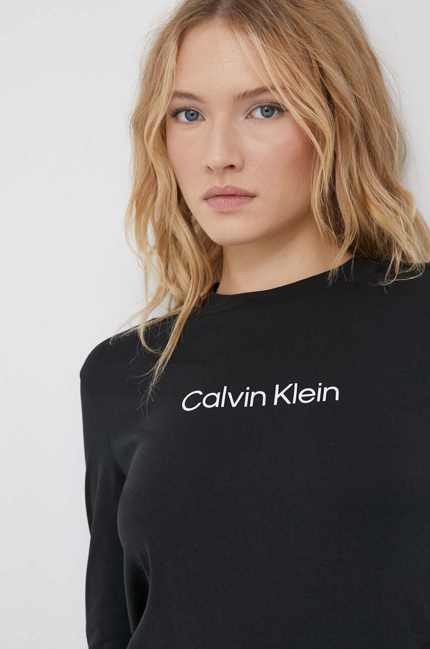 

Памучна блуза с дълги ръкави Calvin Klein в черно, Черен