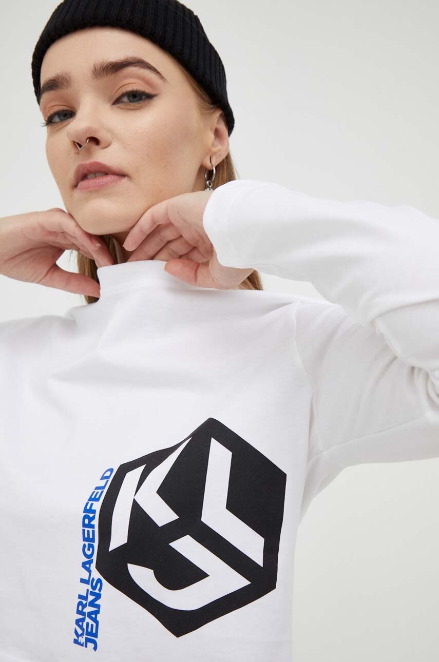 

Хлопковый лонгслив Karl Lagerfeld Jeans цвет белый