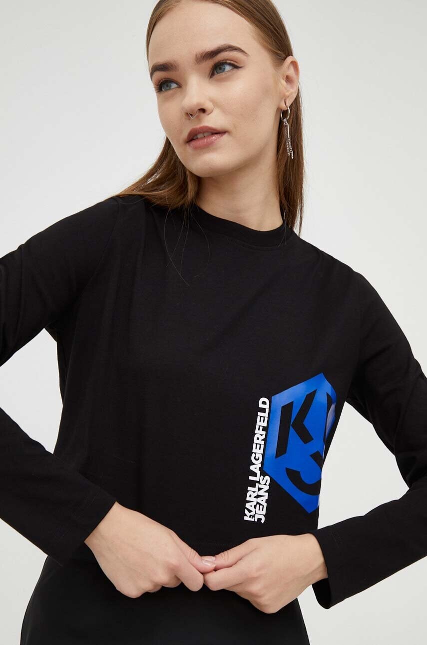 

Памучна блуза с дълги ръкави Karl Lagerfeld Jeans в черно, Черен