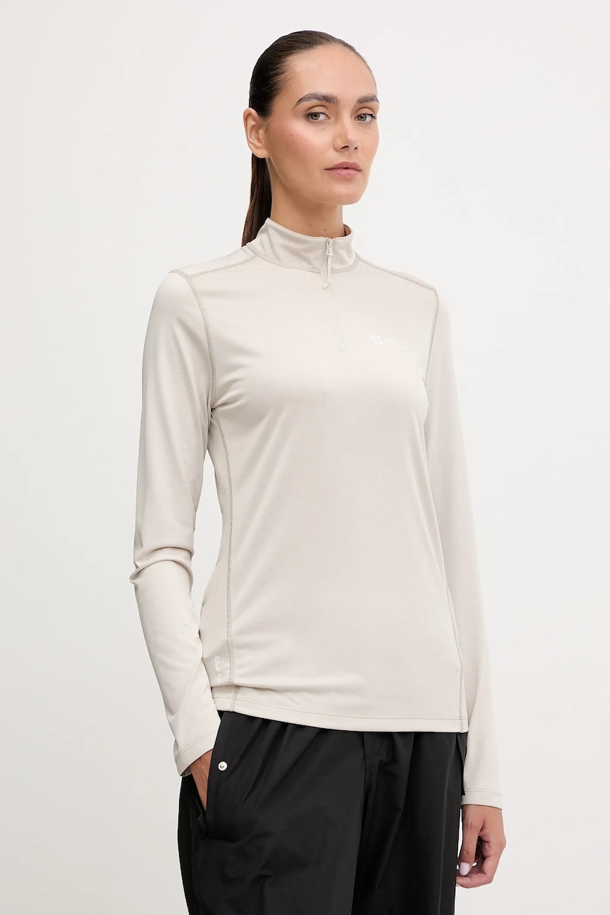 Jack Wolfskin longsleeve sport Sky Thermal culoarea turcoaz, cu turtleneck