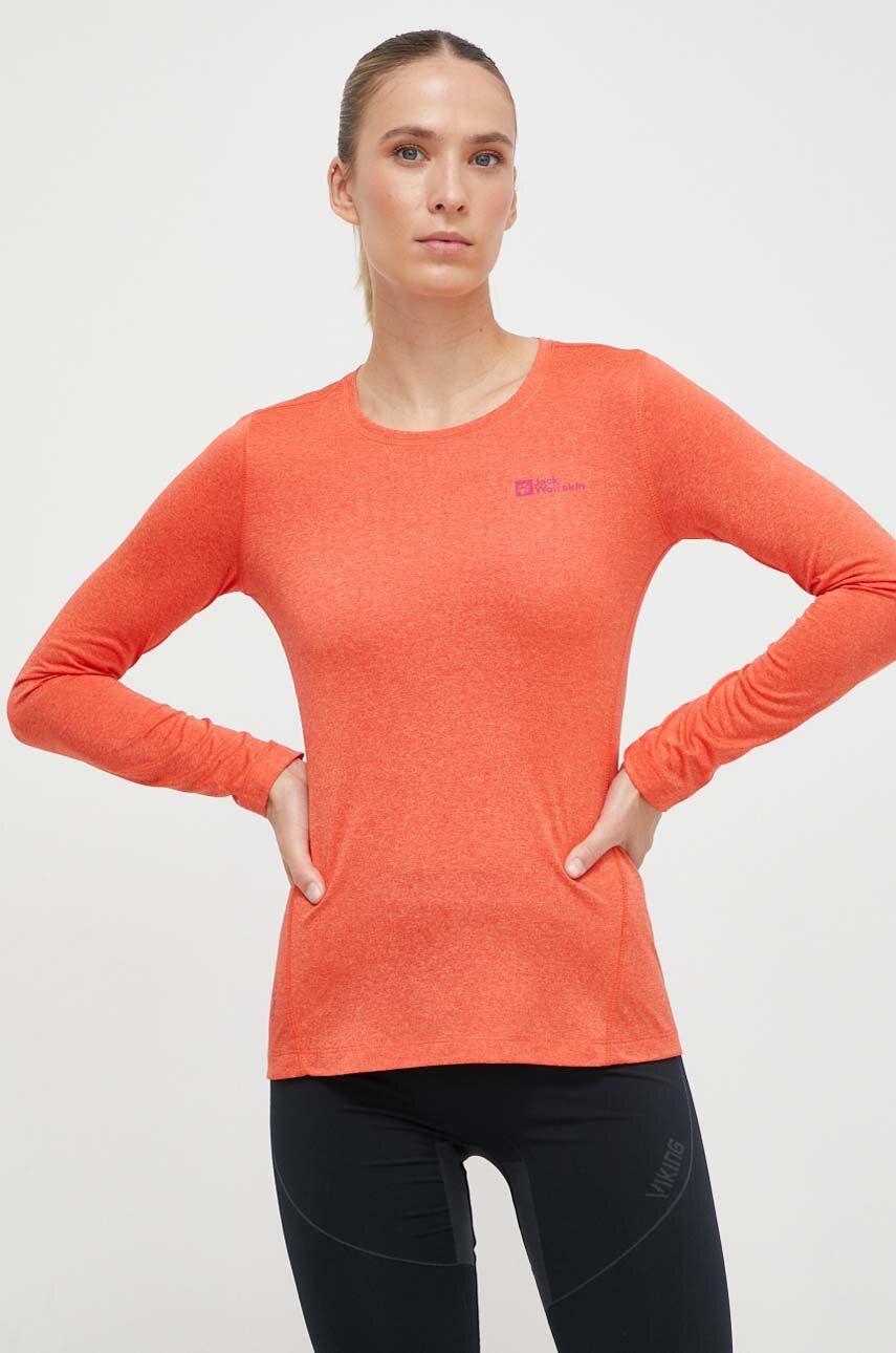 Športové tričko s dlhým rukávom Jack Wolfskin Sky Thermal oranžová farba