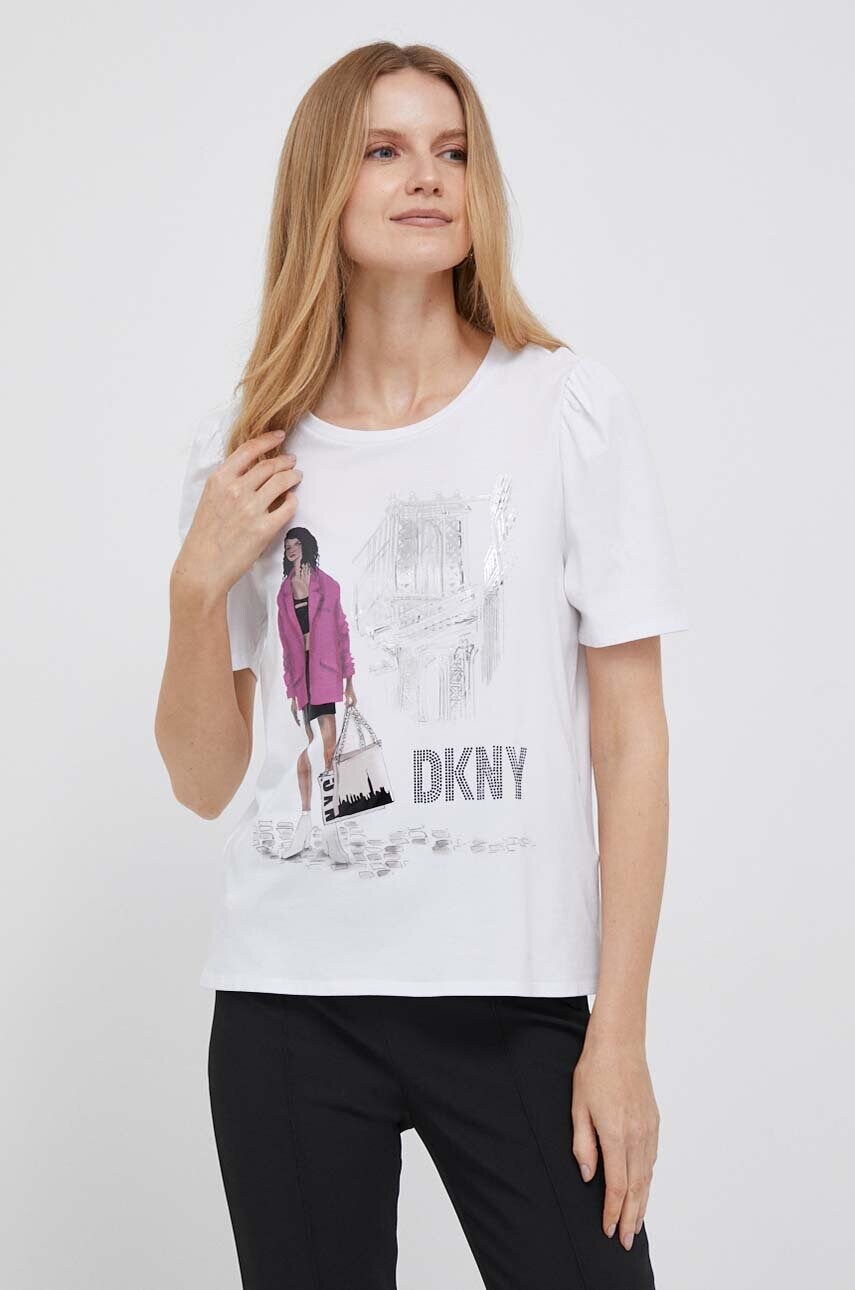 Dkny tricou femei, culoarea alb