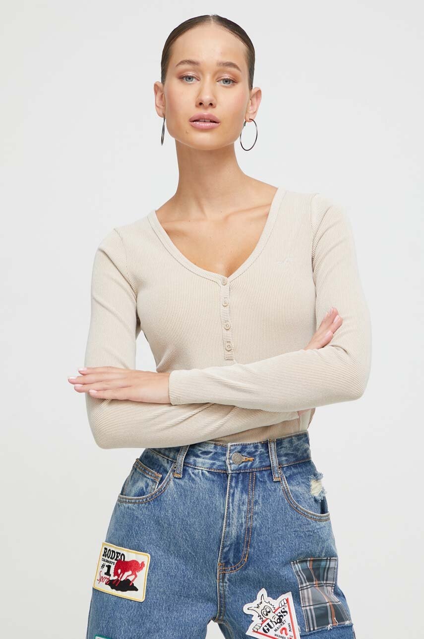 

Блуза с дълги ръкави Hollister Co. в бежово, Бежов