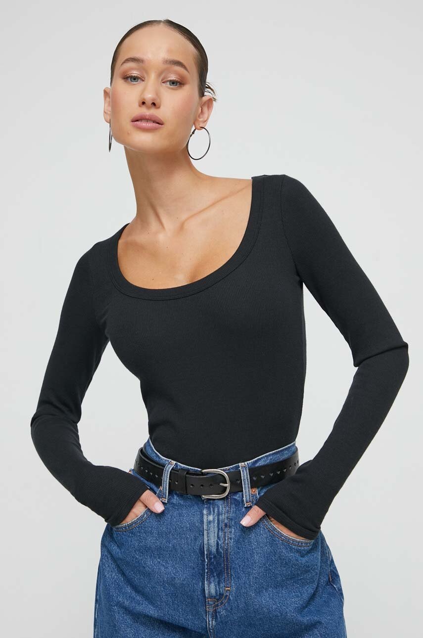 

Блуза с дълги ръкави Hollister Co. в черно, Черен