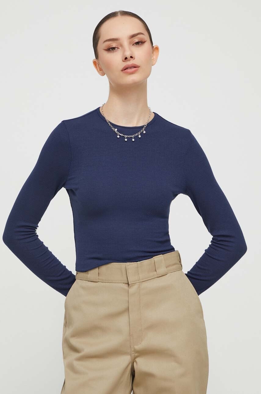 

Блуза с дълги ръкави Abercrombie & Fitch в тъмносиньо, Тъмносин