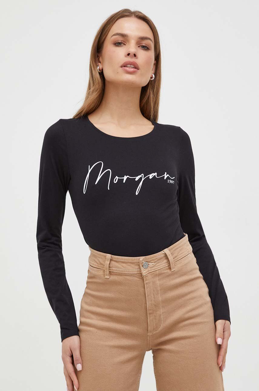 Tričko s dlouhým rukávem Morgan černá barva - černá - 50 % Bavlna