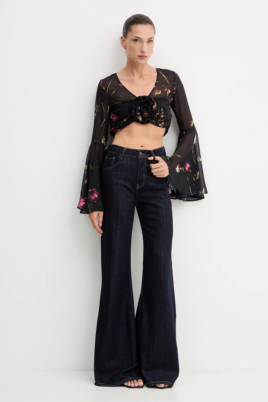 Блузка Rotate цвет чёрный принт цветы