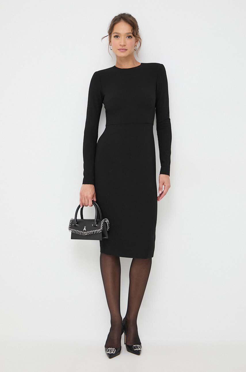 Vlněné šaty Victoria Beckham černá barva, mini - černá - Hlavní materiál: 89 % Virgin vlna