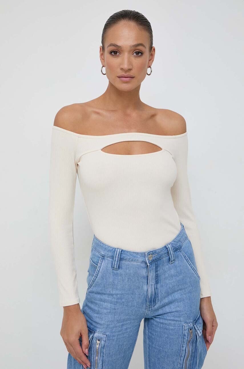 

Лонгслів Guess жіночий колір бежевий