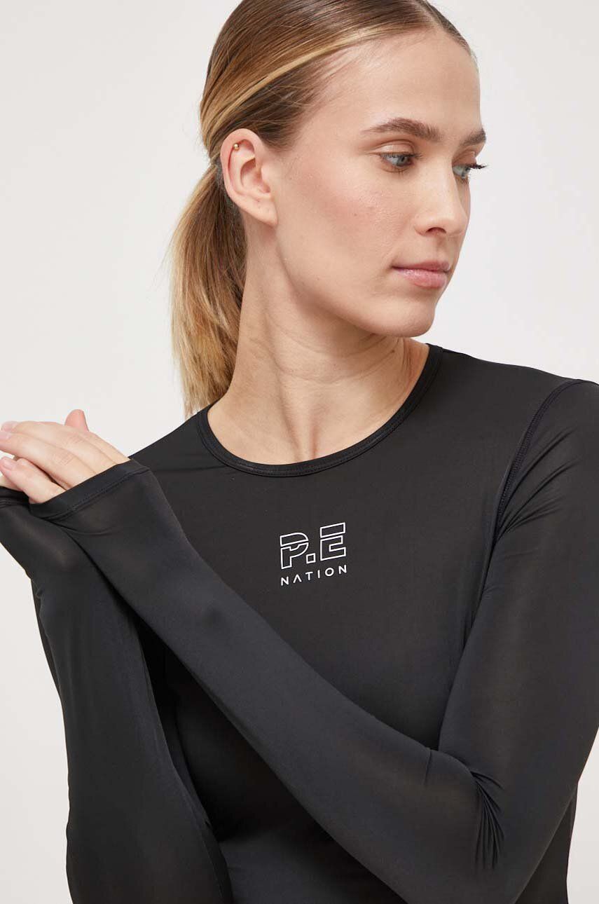 Tréninkové tričko s dlouhým rukávem P.E Nation Dedication černá barva - černá - 92 % Polyamid