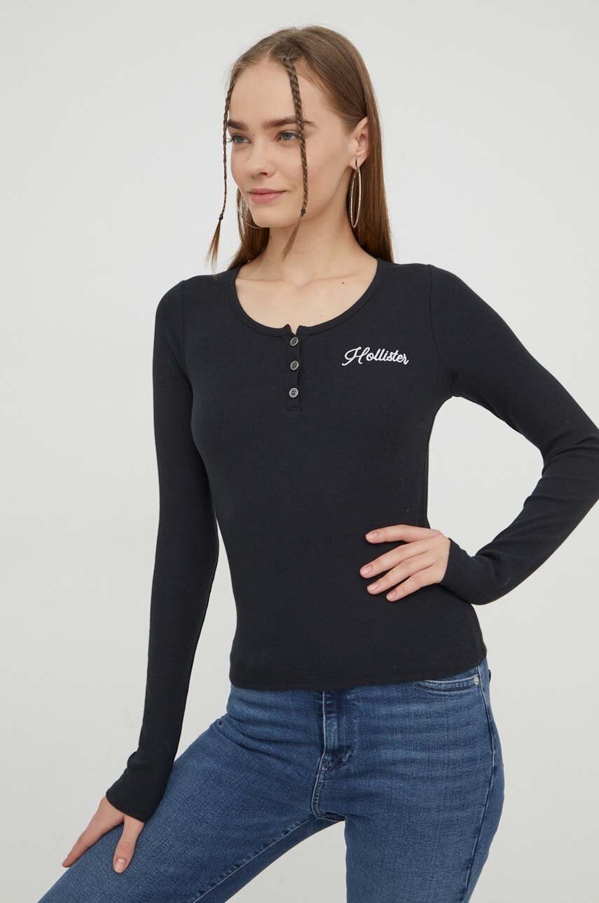 

Блуза с дълги ръкави Hollister Co. в черно, Черен