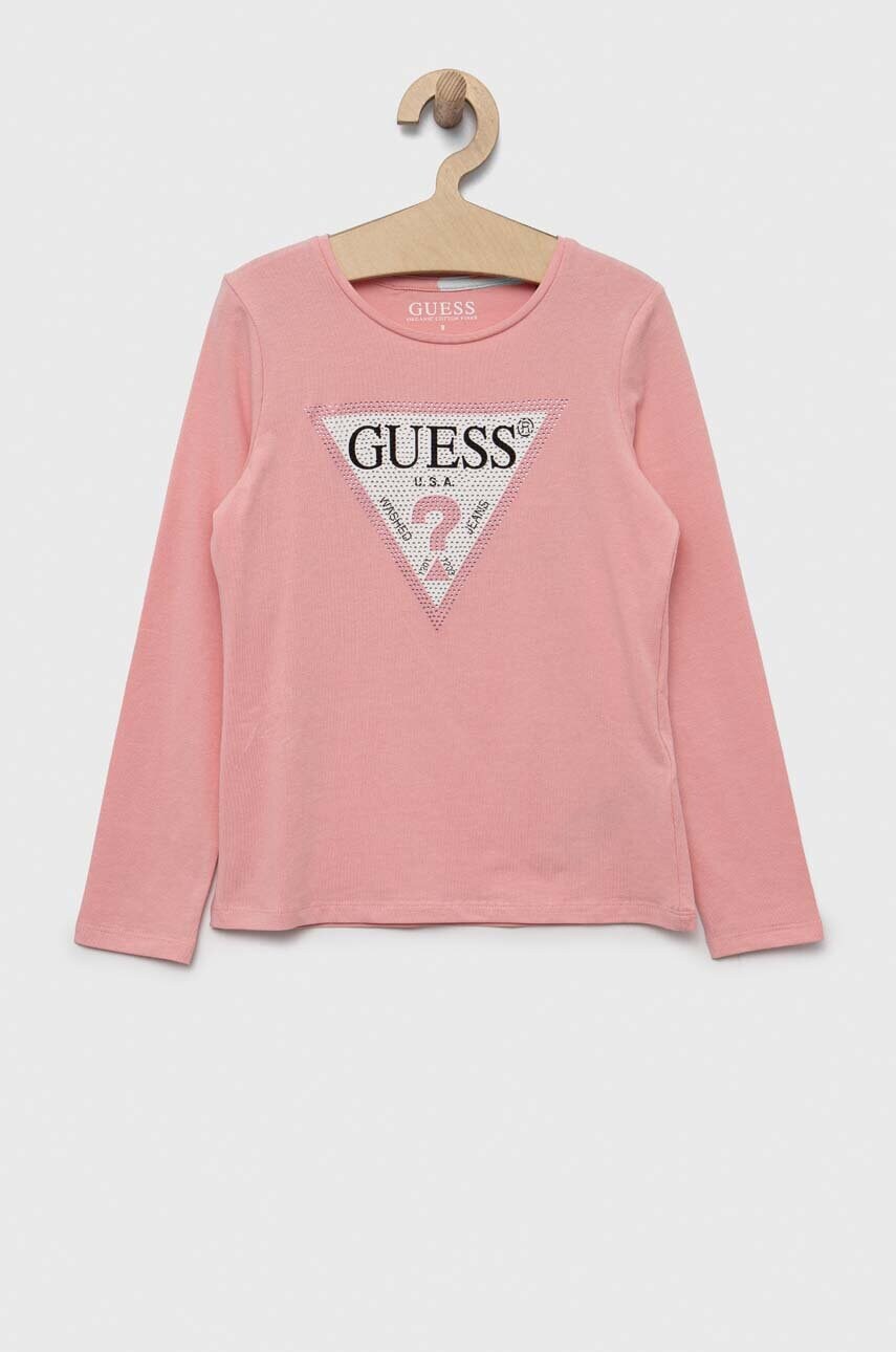 

Дитячий лонгслів Guess колір рожевий
