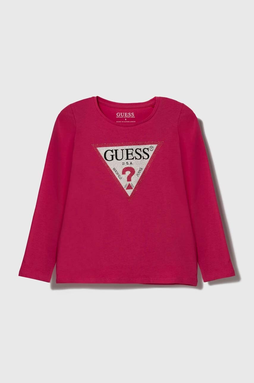 Детский лонгслив Guess цвет розовый Детский лонгслив Guess цвет розовый