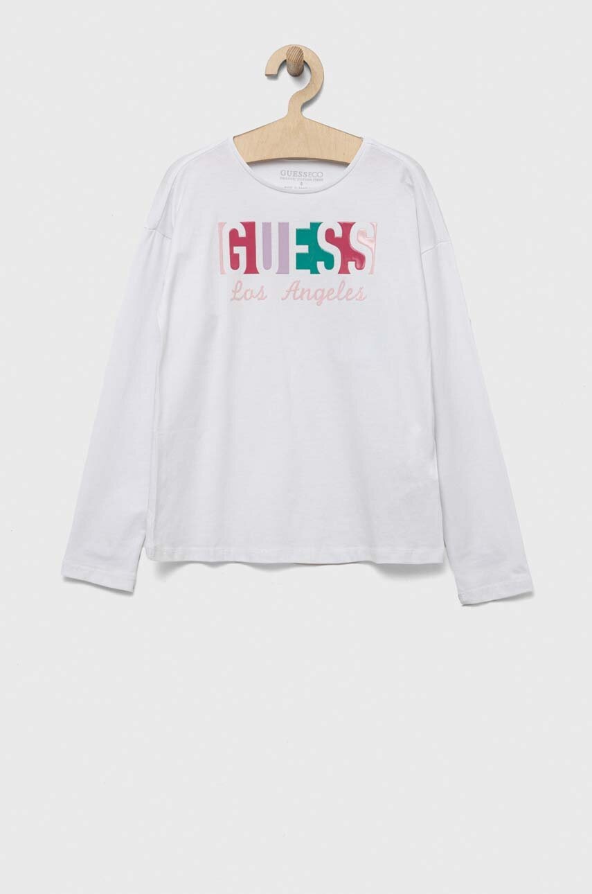 

Детский лонгслив Guess цвет белый