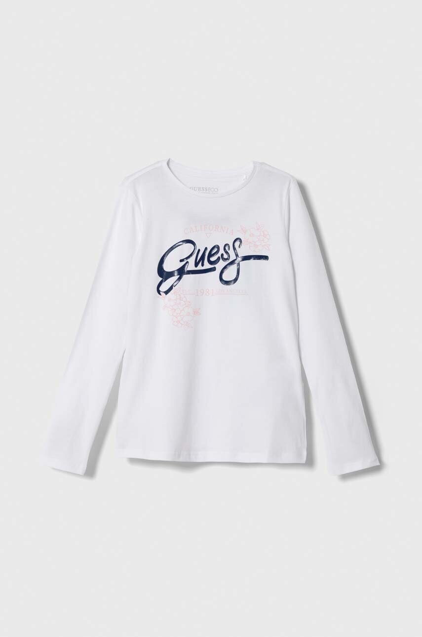 

Детска блуза с дълги ръкави Guess в бяло, Бял