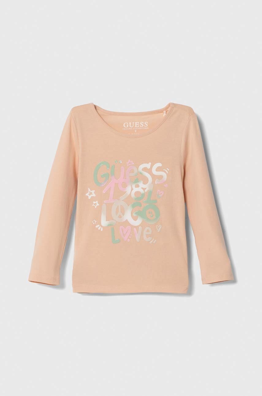 

Детский лонгслив Guess цвет оранжевый