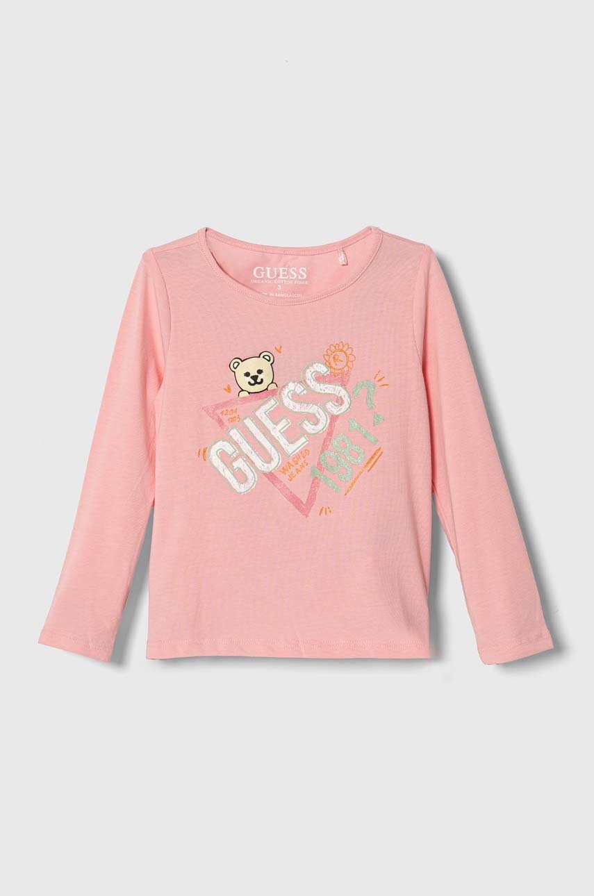 

Дитячий лонгслів Guess колір рожевий