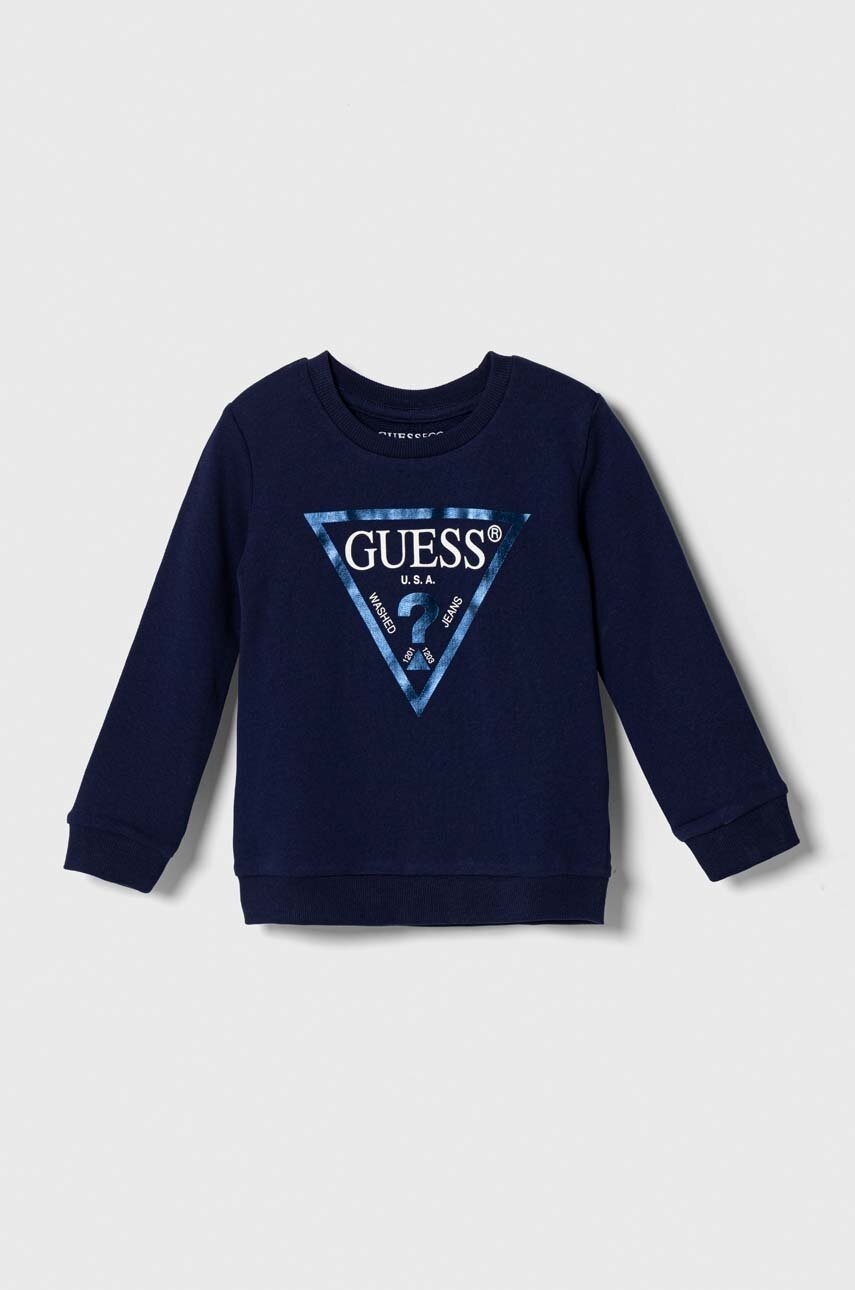 

Детская хлопковая кофта Guess цвет синий с принтом