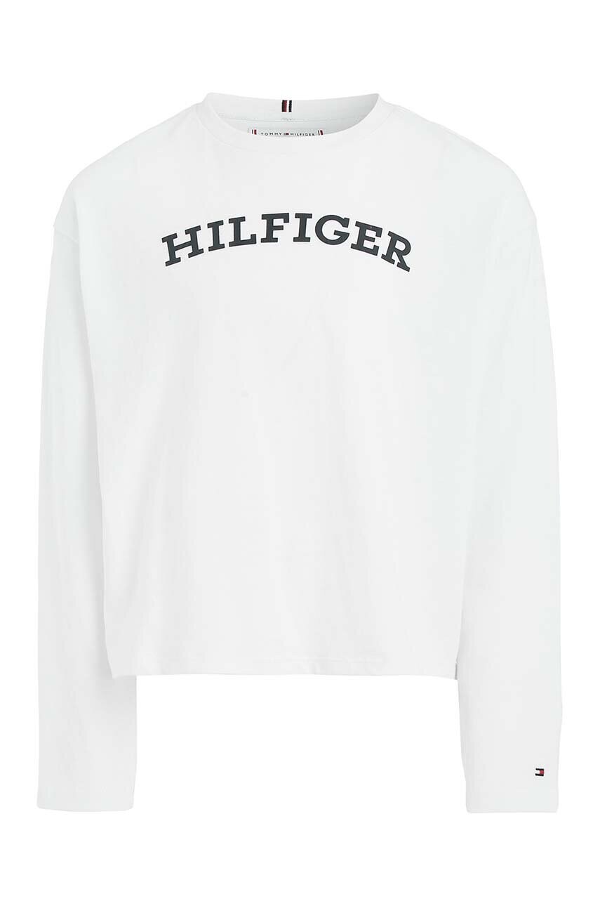

Дитячий бавовняний лонгслів Tommy Hilfiger колір білий