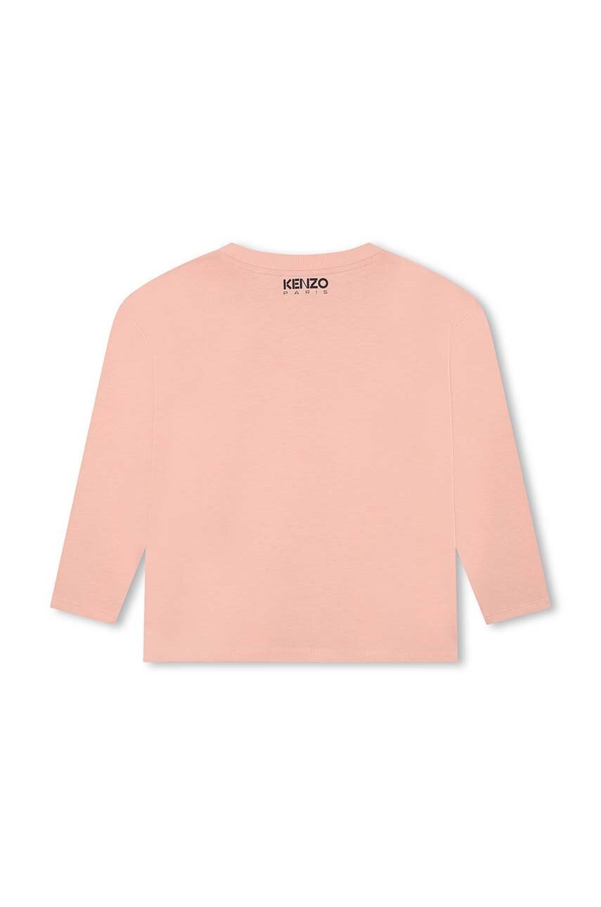 Хлопковый детский лонгслив Kenzo Kids цвет розовый