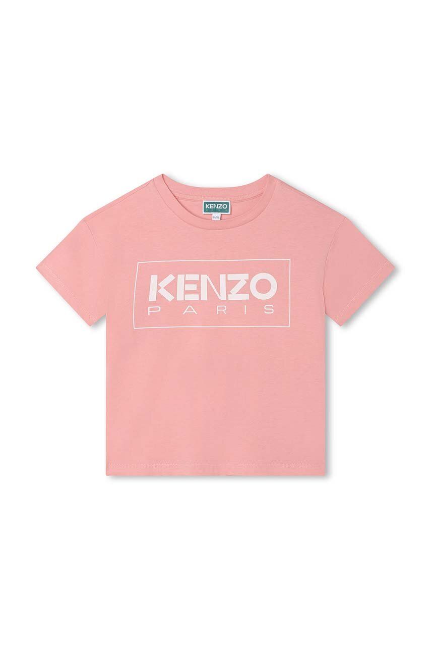 Dětské bavlněné tričko Kenzo Kids růžová barva - růžová -  100 % Bavlna