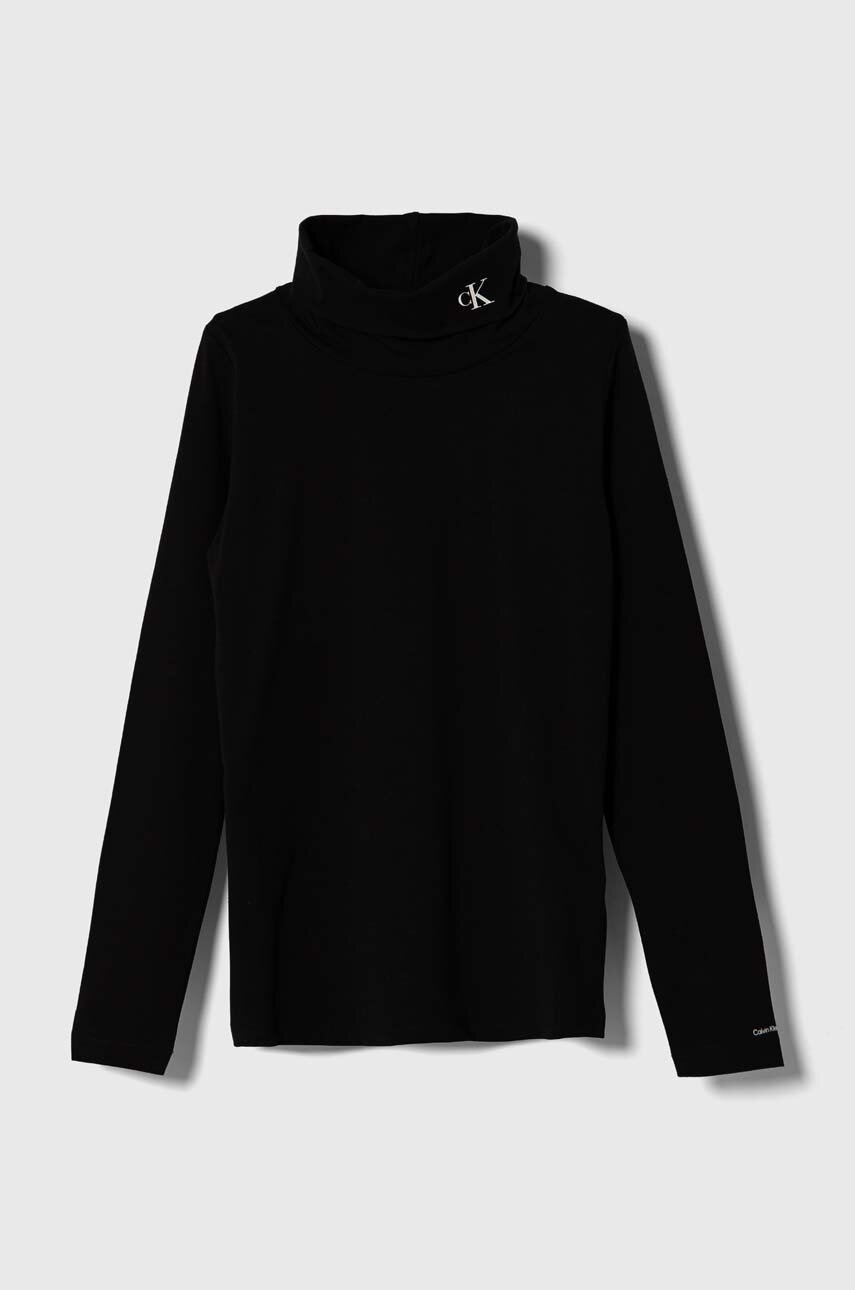 

Детска блуза с дълги ръкави Calvin Klein Jeans в черно с поло, Черен