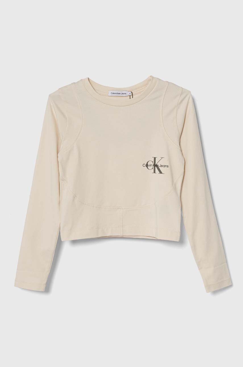 

Детска блуза с дълги ръкави Calvin Klein Jeans в бежово, Бежов