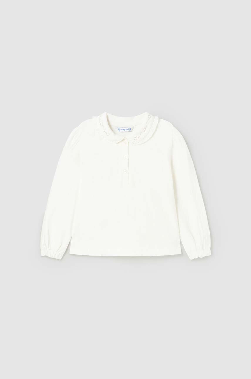 Kojenecké tričko s dlouhým rukávem Mayoral béžová barva, s límečkem - béžová -  95 % BCI bavlna