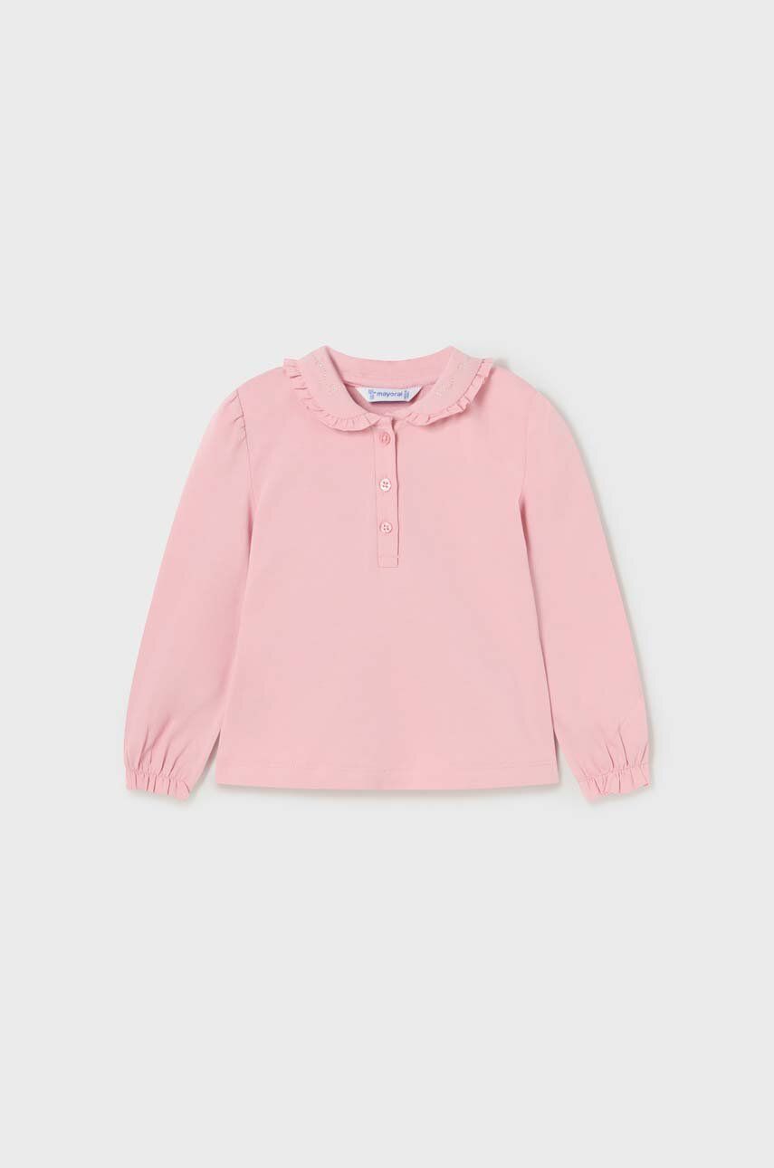E-shop Kojenecké tričko s dlouhým rukávem Mayoral růžová barva, s límečkem