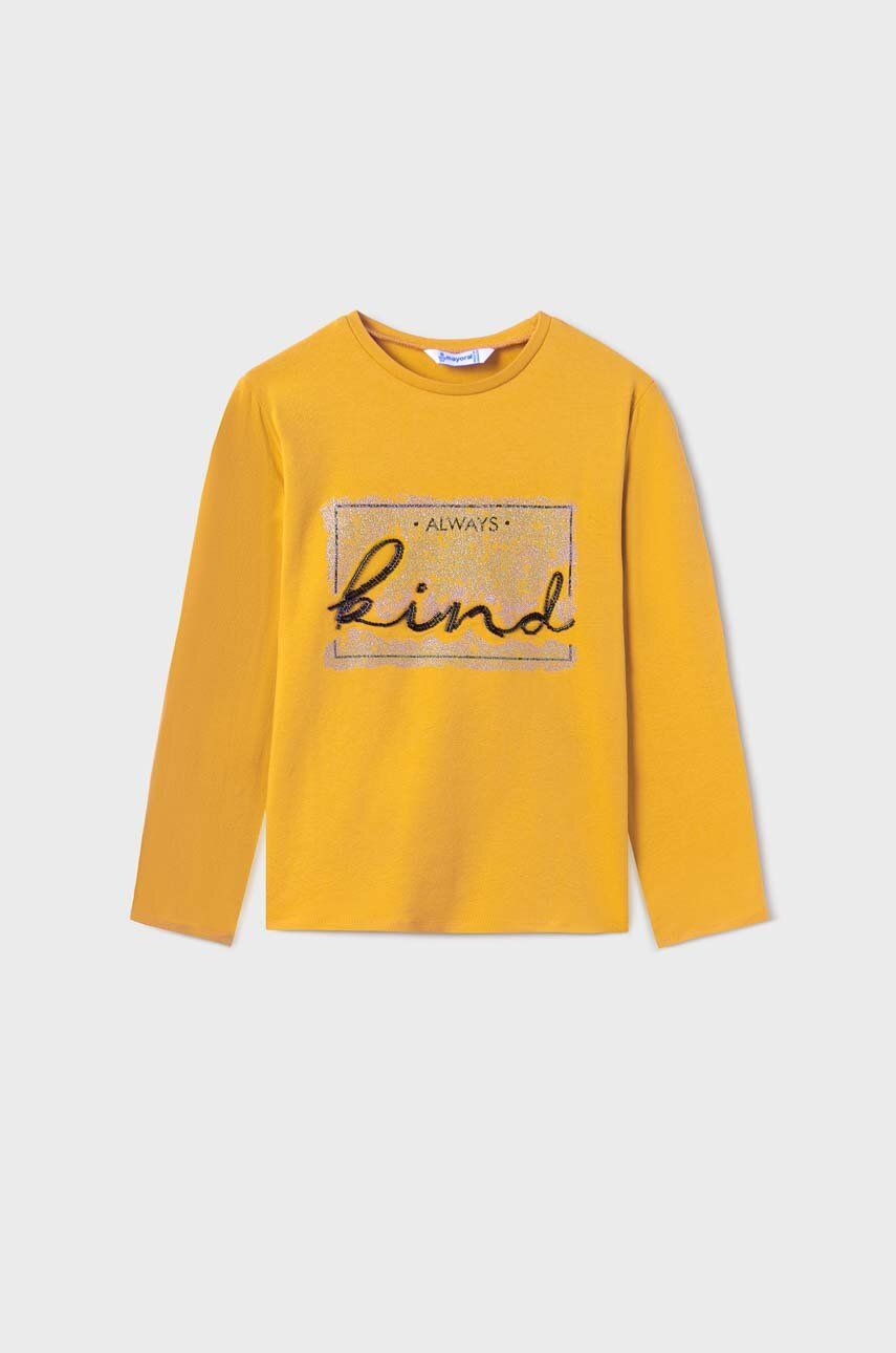 Dětské tričko s dlouhým rukávem Mayoral žlutá barva - žlutá -  95 % Bavlna