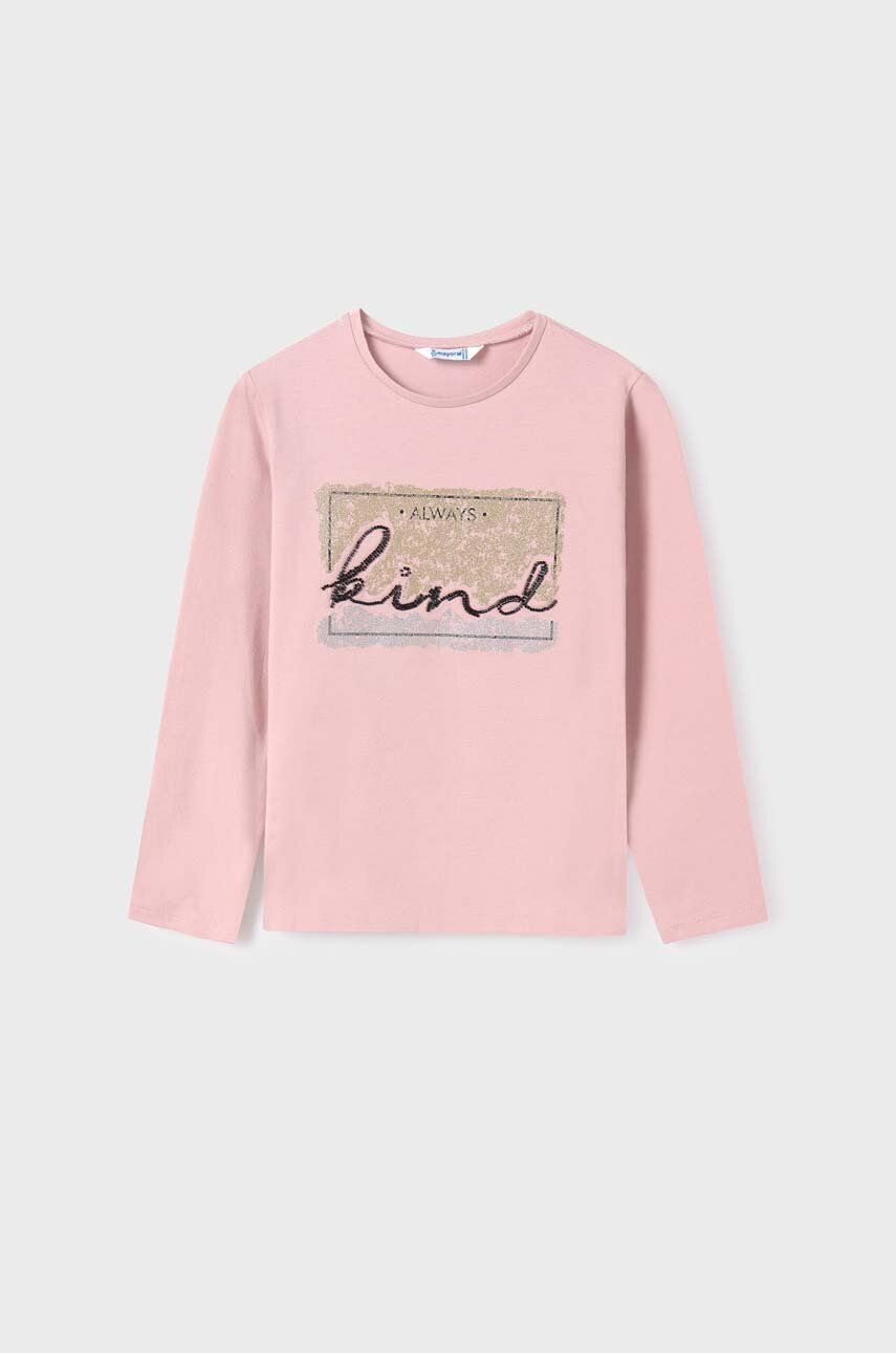 Dětské tričko s dlouhým rukávem Mayoral růžová barva - růžová -  95 % Bavlna