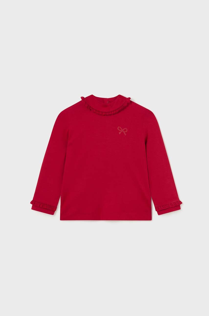 E-shop Kojenecké tričko s dlouhým rukávem Mayoral červená barva, s pologolfem